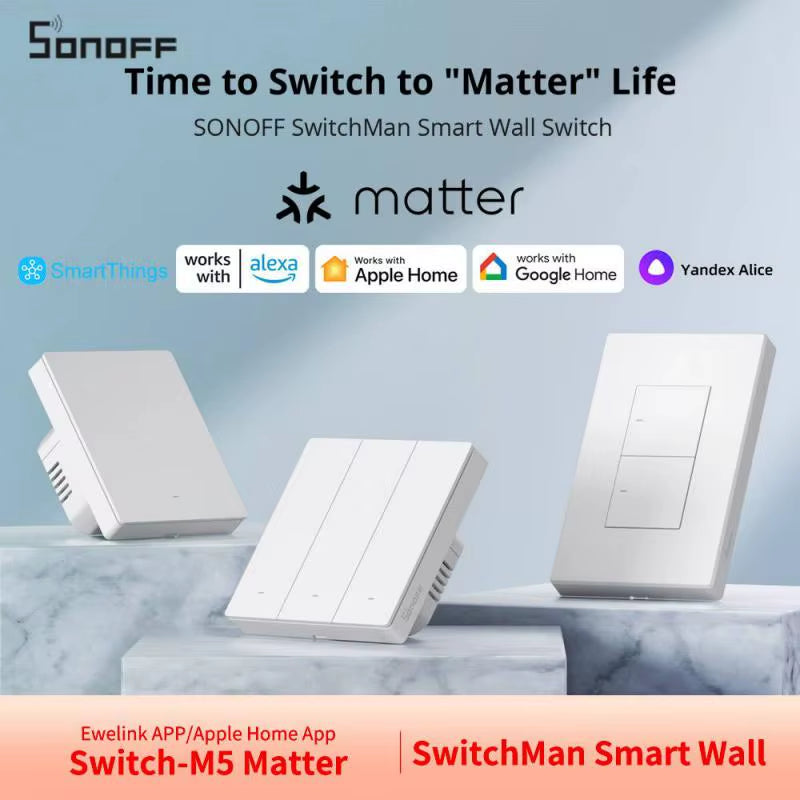 NEW  Switchman M5 Matter Switch White Wifi Smart Wall Work with Ewelink Apple Home Alexa Goole Home Assistant Smartthings