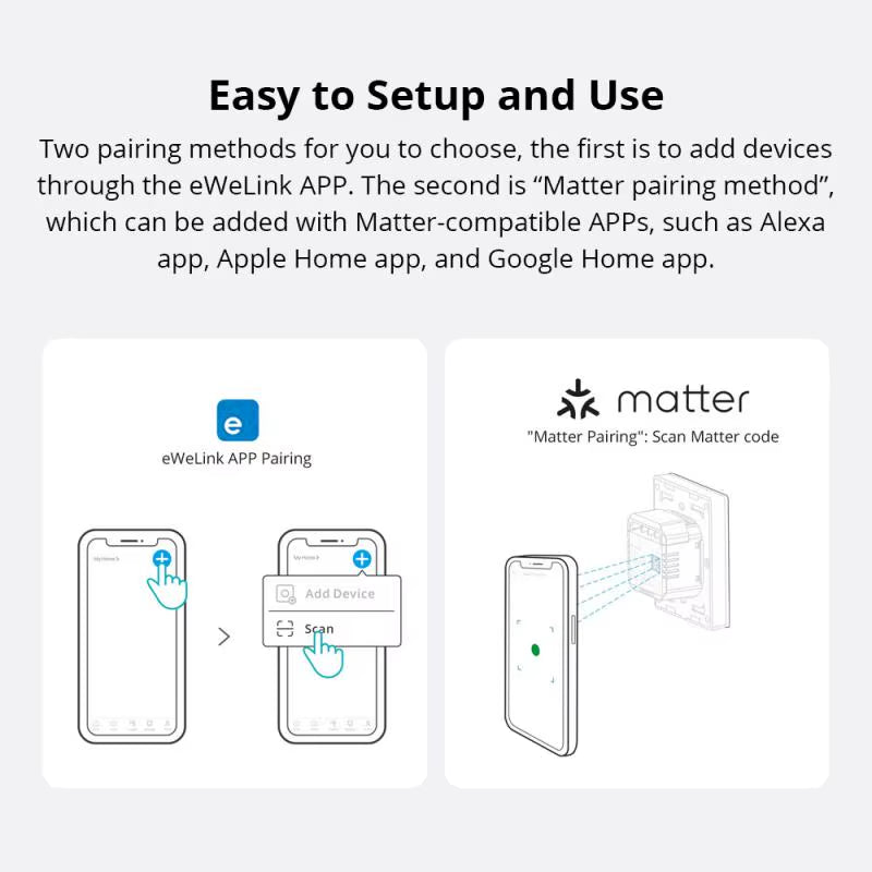 NEW  Switchman M5 Matter Switch White Wifi Smart Wall Work with Ewelink Apple Home Alexa Goole Home Assistant Smartthings