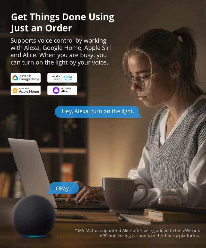 NEW  Switchman M5 Matter Switch White Wifi Smart Wall Work with Ewelink Apple Home Alexa Goole Home Assistant Smartthings