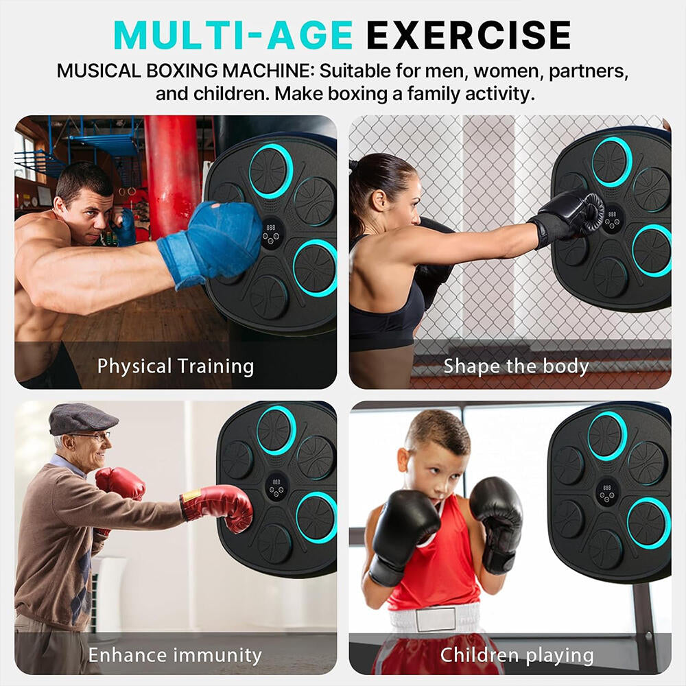🥇 StrikeBeat™ – Máquina de Boxeo Musical Inteligente con 6 Puntos de Ataque RGB, Luces LED, Bluetooth y 2 Guantes