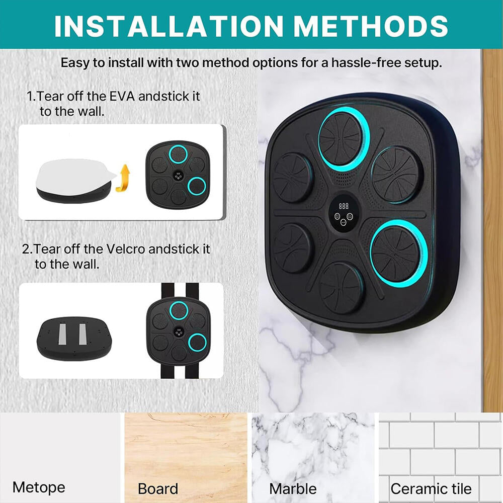 🥇 StrikeBeat™ – Máquina de Boxeo Musical Inteligente con 6 Puntos de Ataque RGB, Luces LED, Bluetooth y 2 Guantes