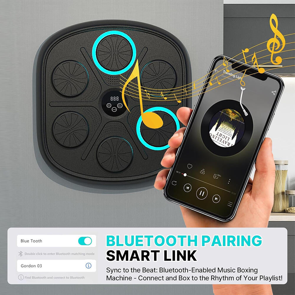 🥇 StrikeBeat™ – Máquina de Boxeo Musical Inteligente con 6 Puntos de Ataque RGB, Luces LED, Bluetooth y 2 Guantes