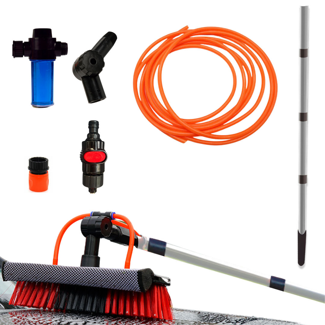 Escoba telescópica hidráulica de 3,6 m ideal para limpiar superficies altas y difíciles